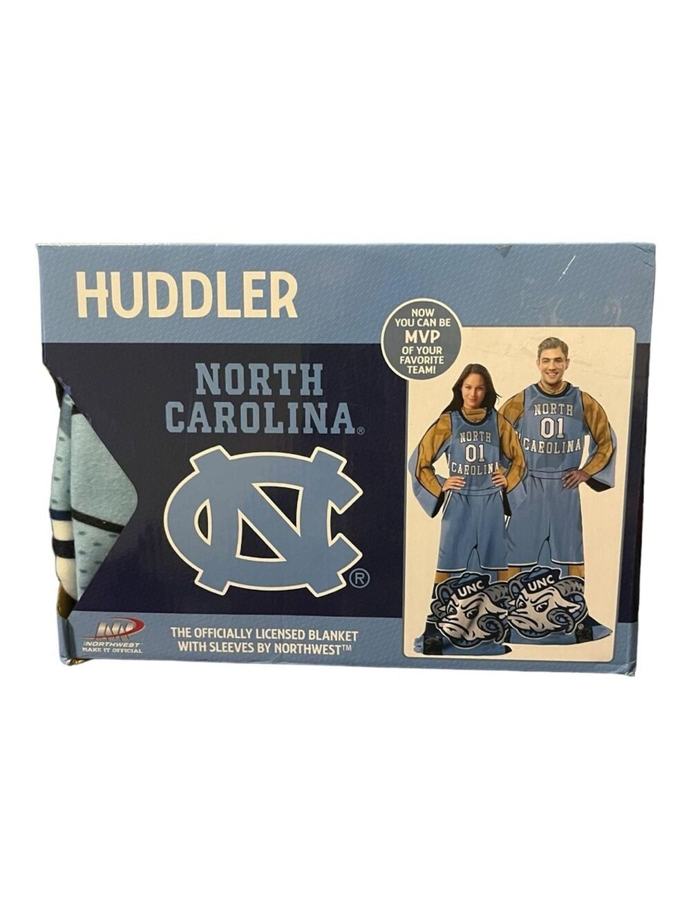 NIB North Carolina Tar Heels NCAA Team Wearable Blanket w/Sleeves - OS Fits Most